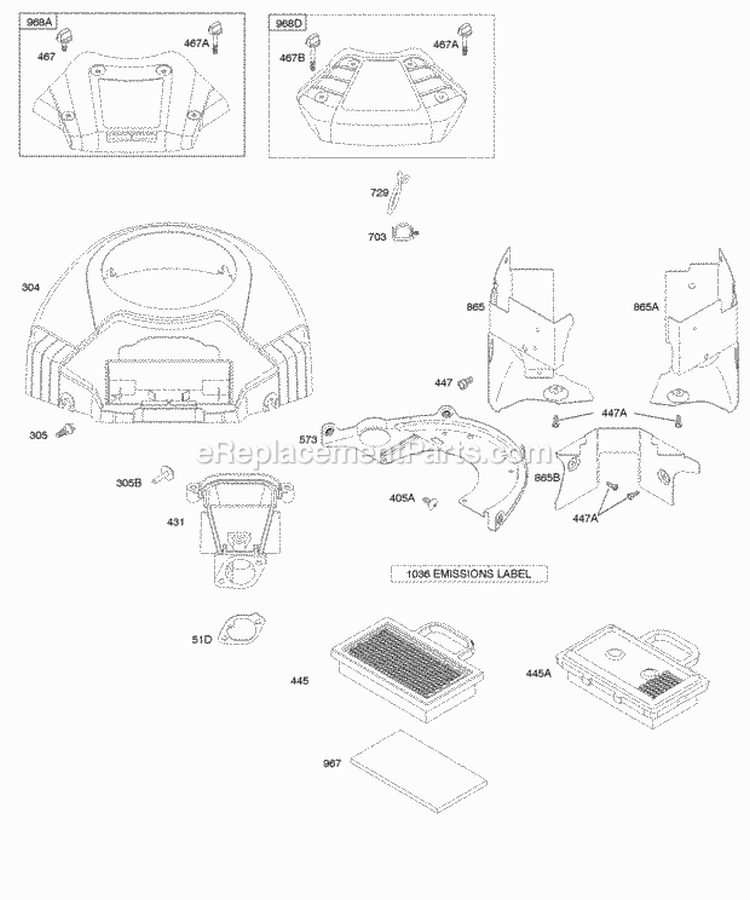 Air Cleaner Blower Housing Diagram and Parts List for 441577-0112-E1  Briggs and Stratton Engine